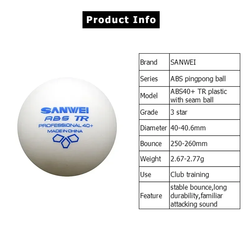 SANWEI-ABS TR 3 Star Table Ten - Ping Pong Ball Set avis et prix