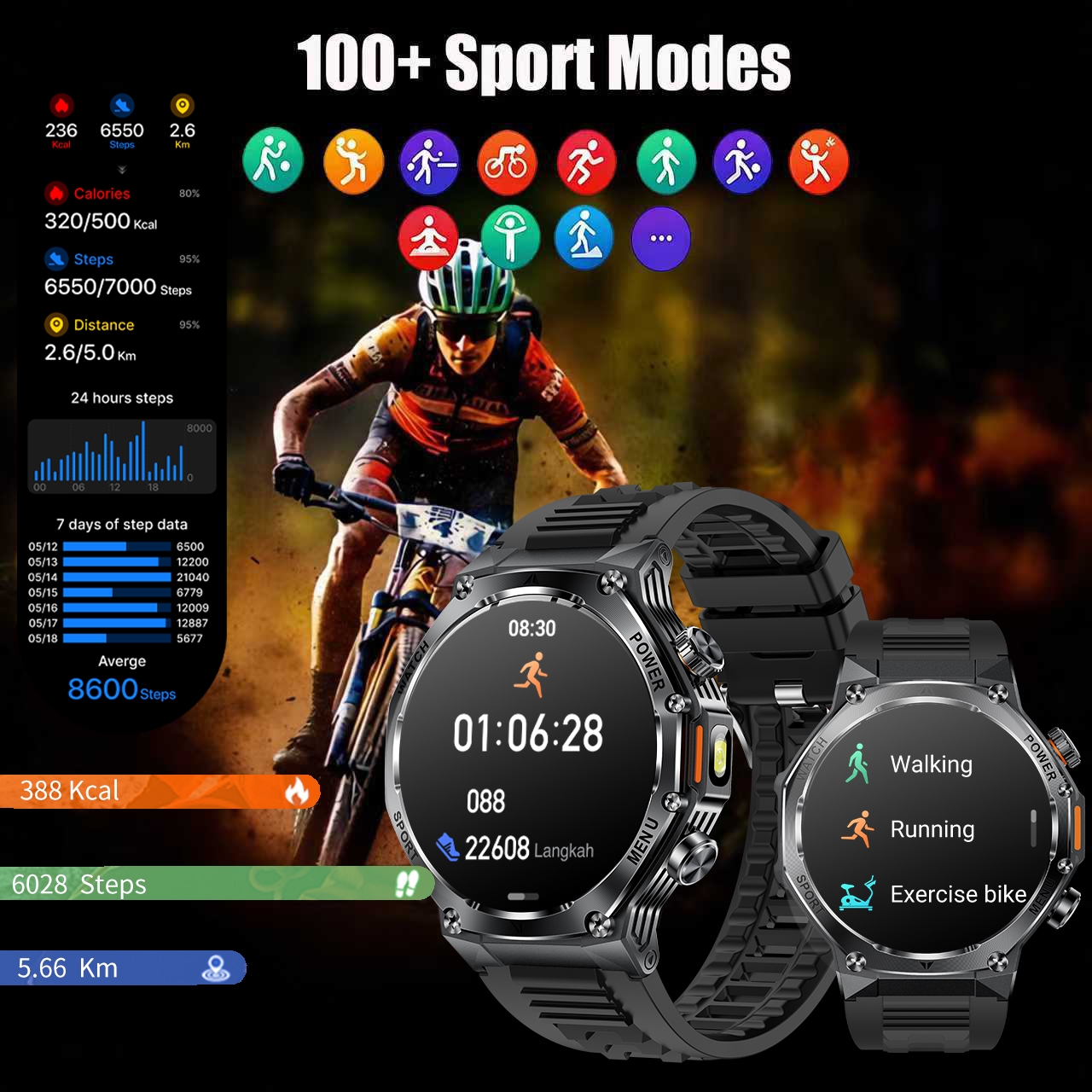 Tactical Style Smart Watch LED - Sports Equipment In Spanish avis et prix